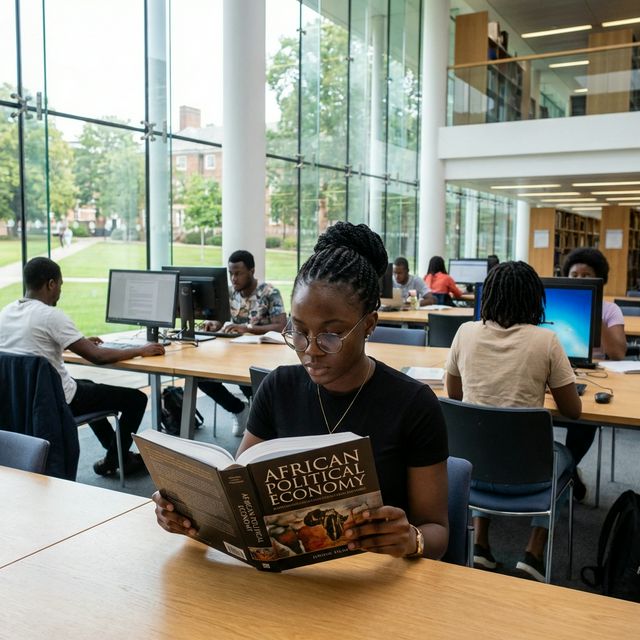 Student in library